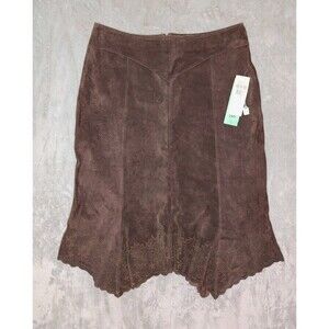 Multiples Sz12 Dead Stock‎ Boho leather Brown Skirt Cowgirl Country Rodeo Y2K